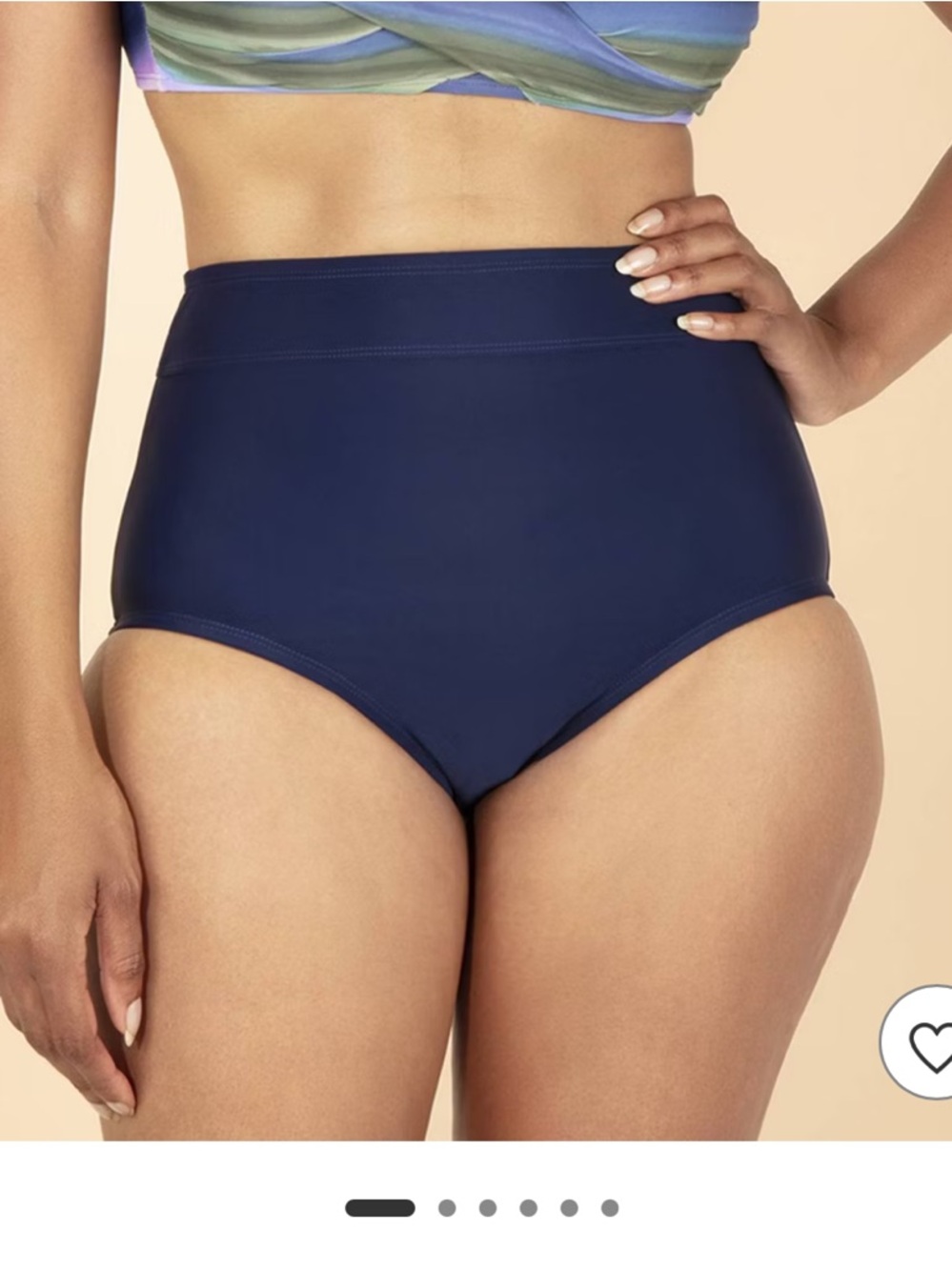 High-Waist Navy Bikini Bottoms - Picture 3 of 9